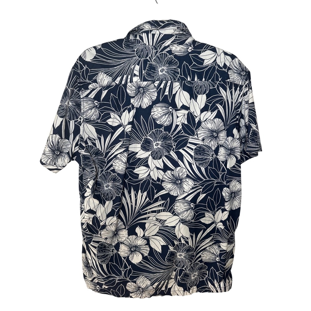 Aeropostale Mens Navy White Floral Tropical Short Sleeve Button Down Shirt Large - Picture 3 of 7